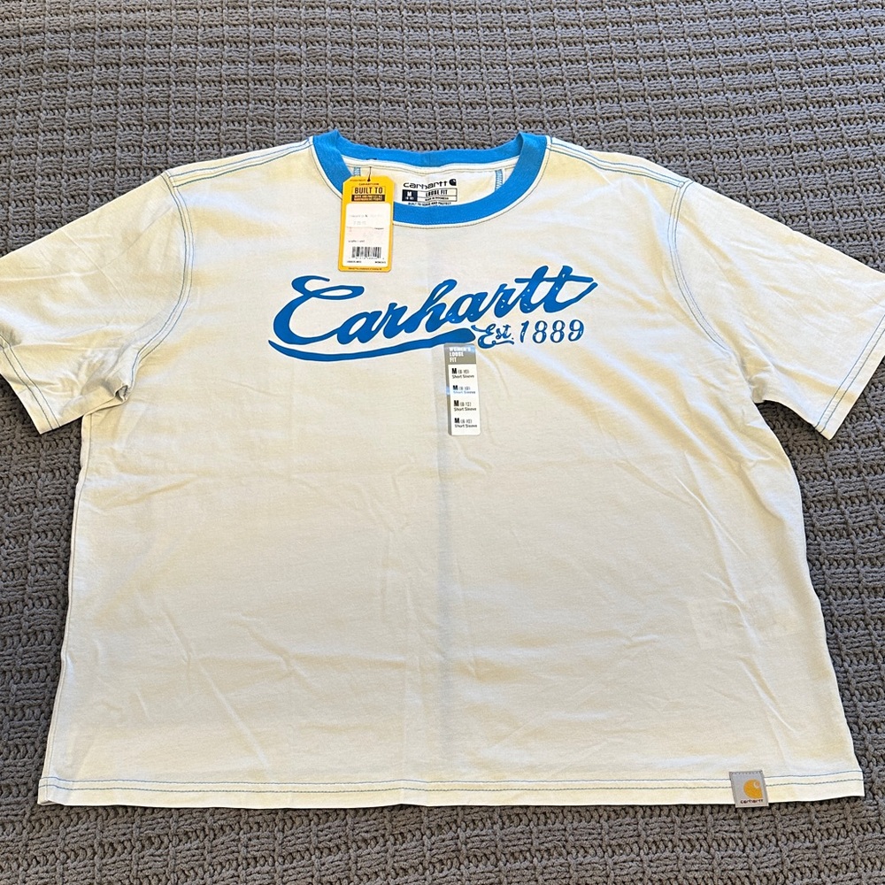 NWT women’s Carhartt short sleeve tee size M blue and white